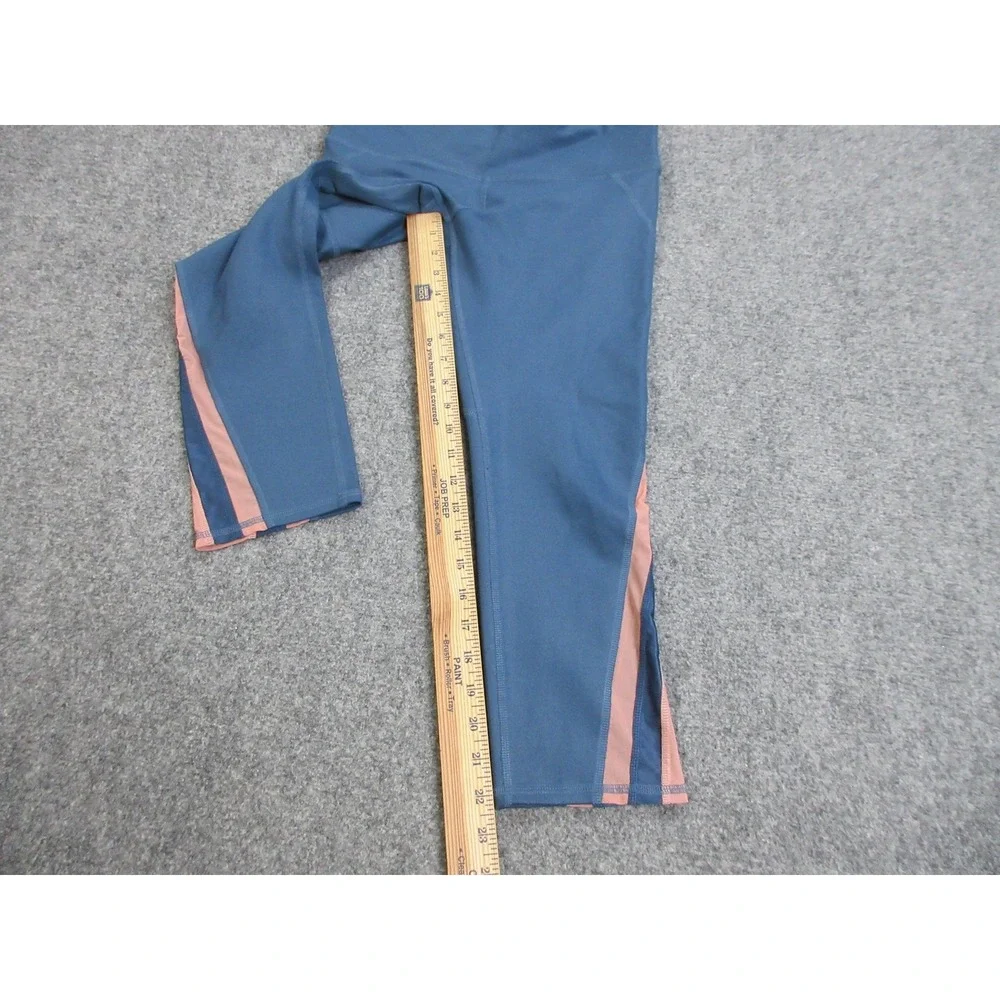 Alo Yoga Capri Pants Womens M Blue Colorblock High Rise Leggings Athletic Gym